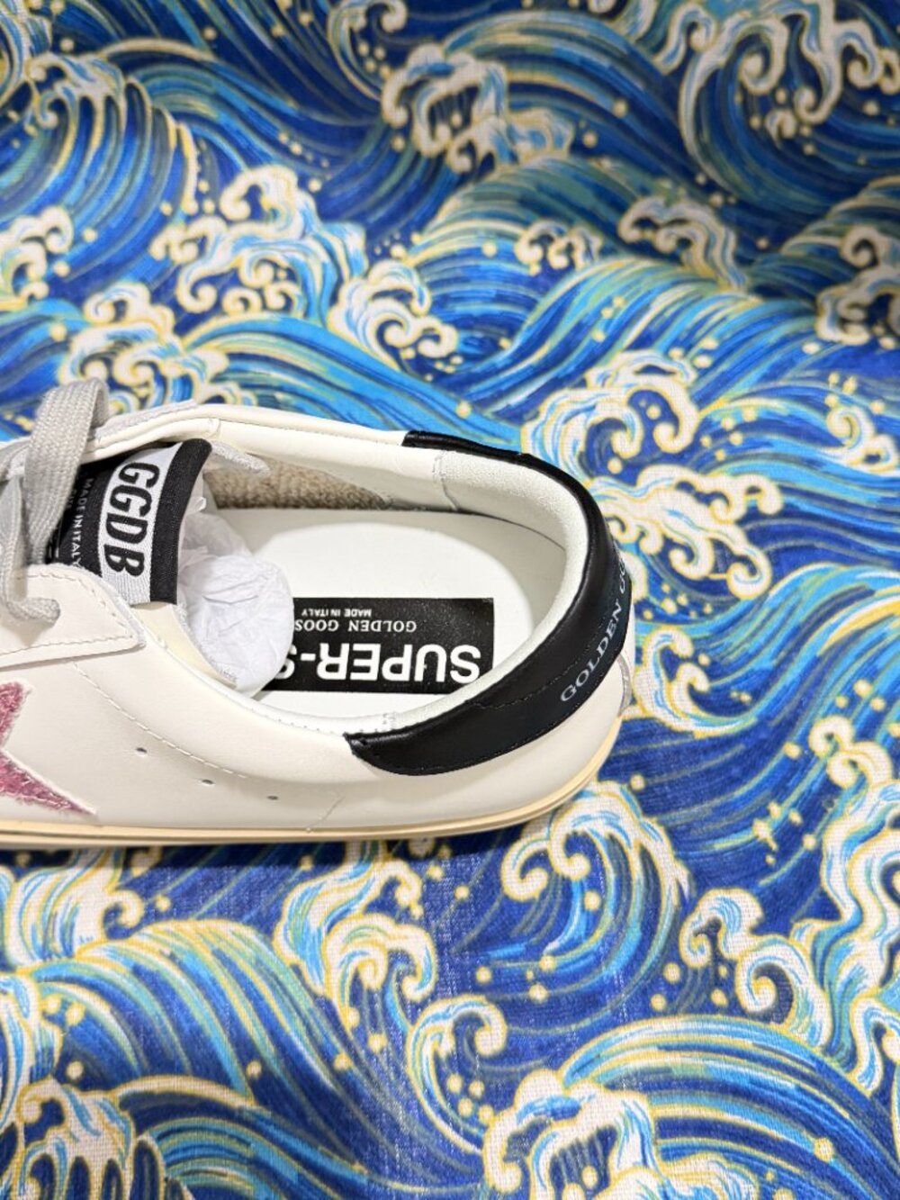 Golden Goose GGDB White Leather Sneakers Pink Glitter Star Unisex Casual Shoes - Picture 6 of 10